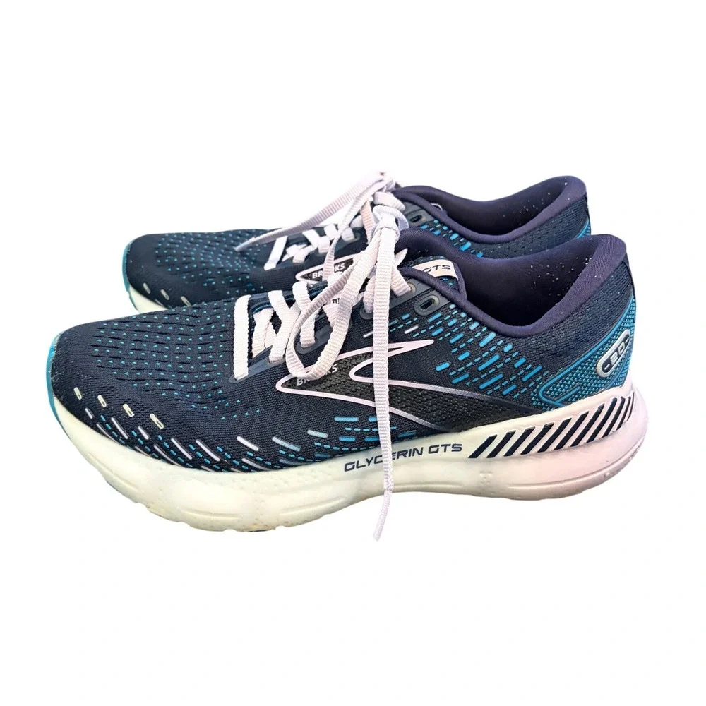 Brooks Glycerin GTS 20 Women's Size 6.5 Medium Navy Blue Pink Running Shoes